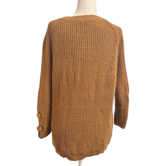 Miracle Womens Full Sleeve Criss Cross Cable Knit Sweater- Mocha Size S/M - Picture 5 of 10